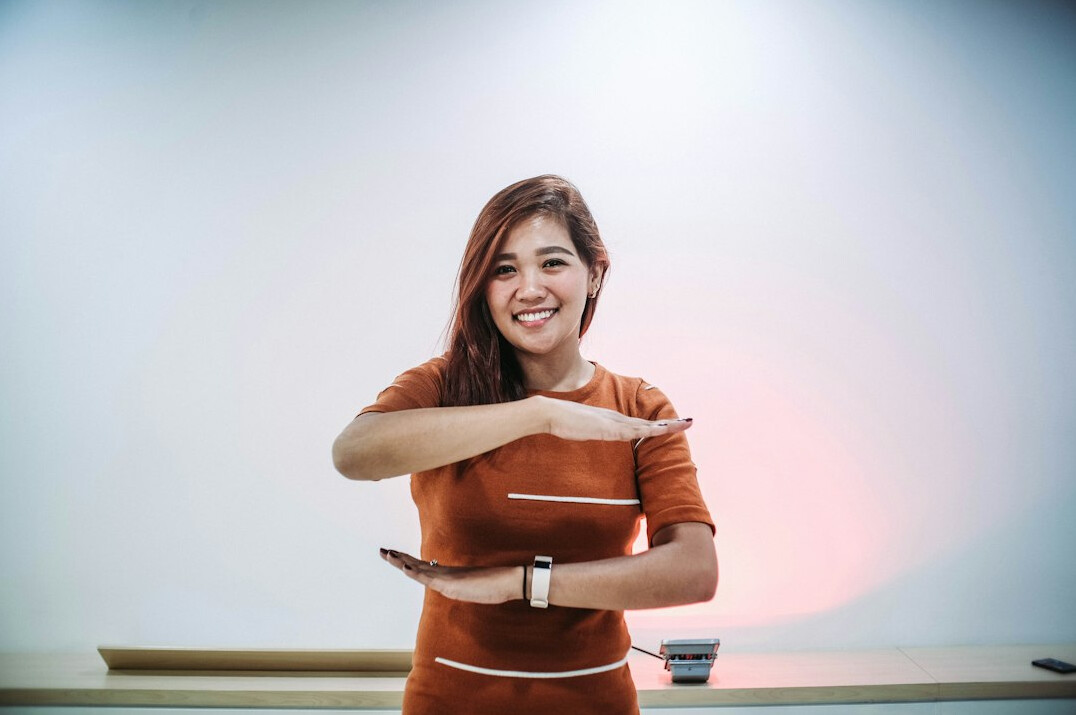 person practicing body language