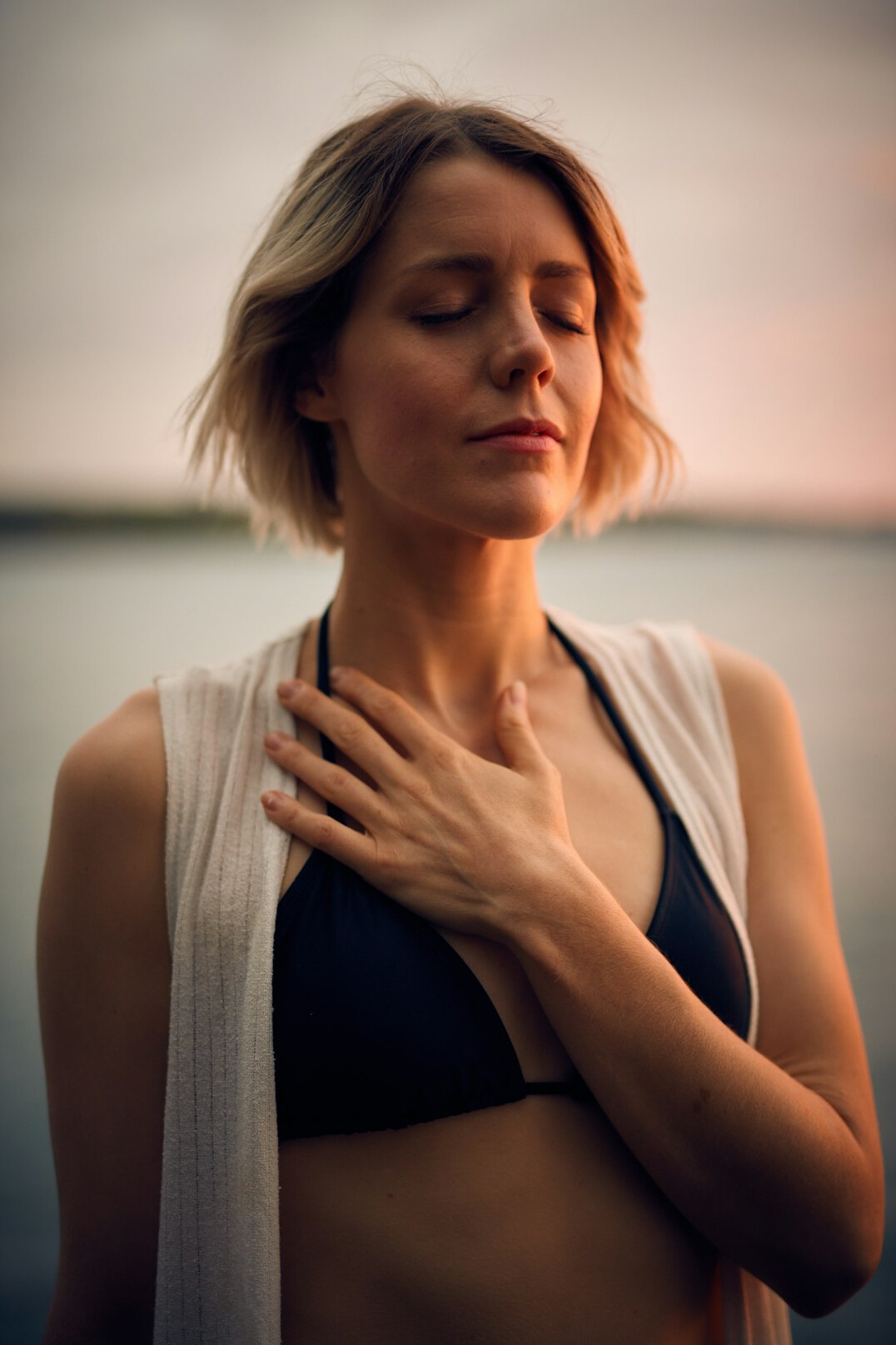 person practicing breathing exercises