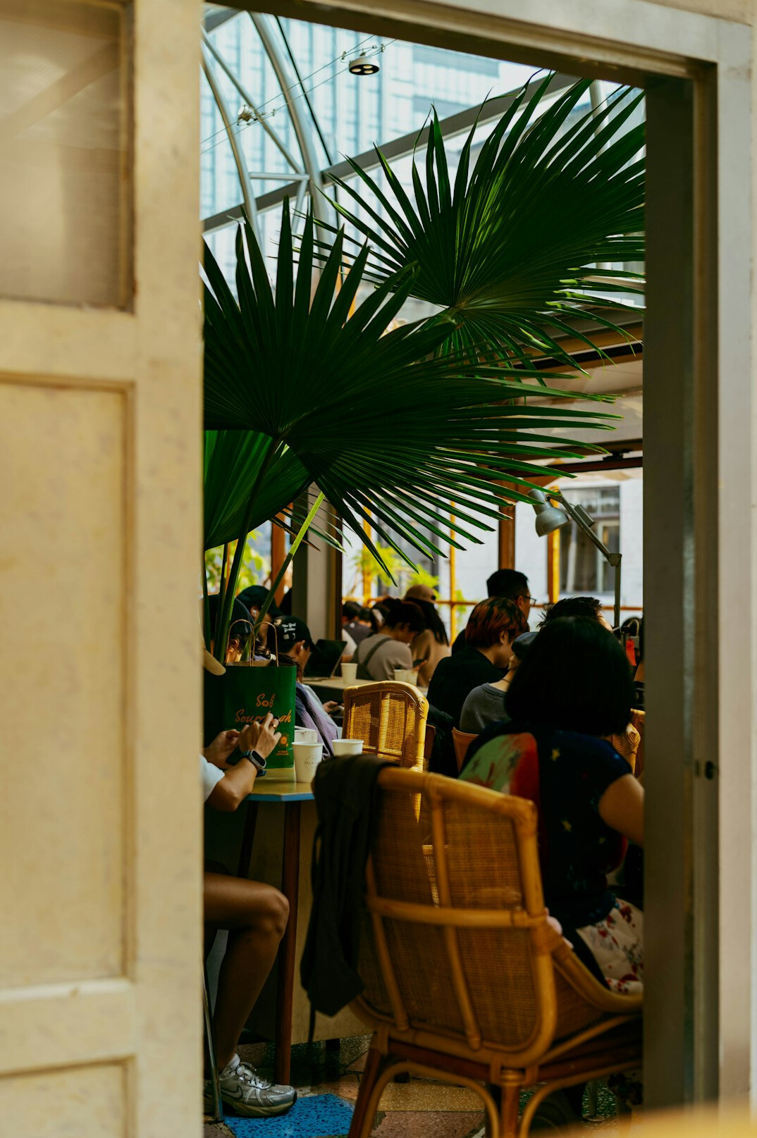 People collaborating around a table during a discussion